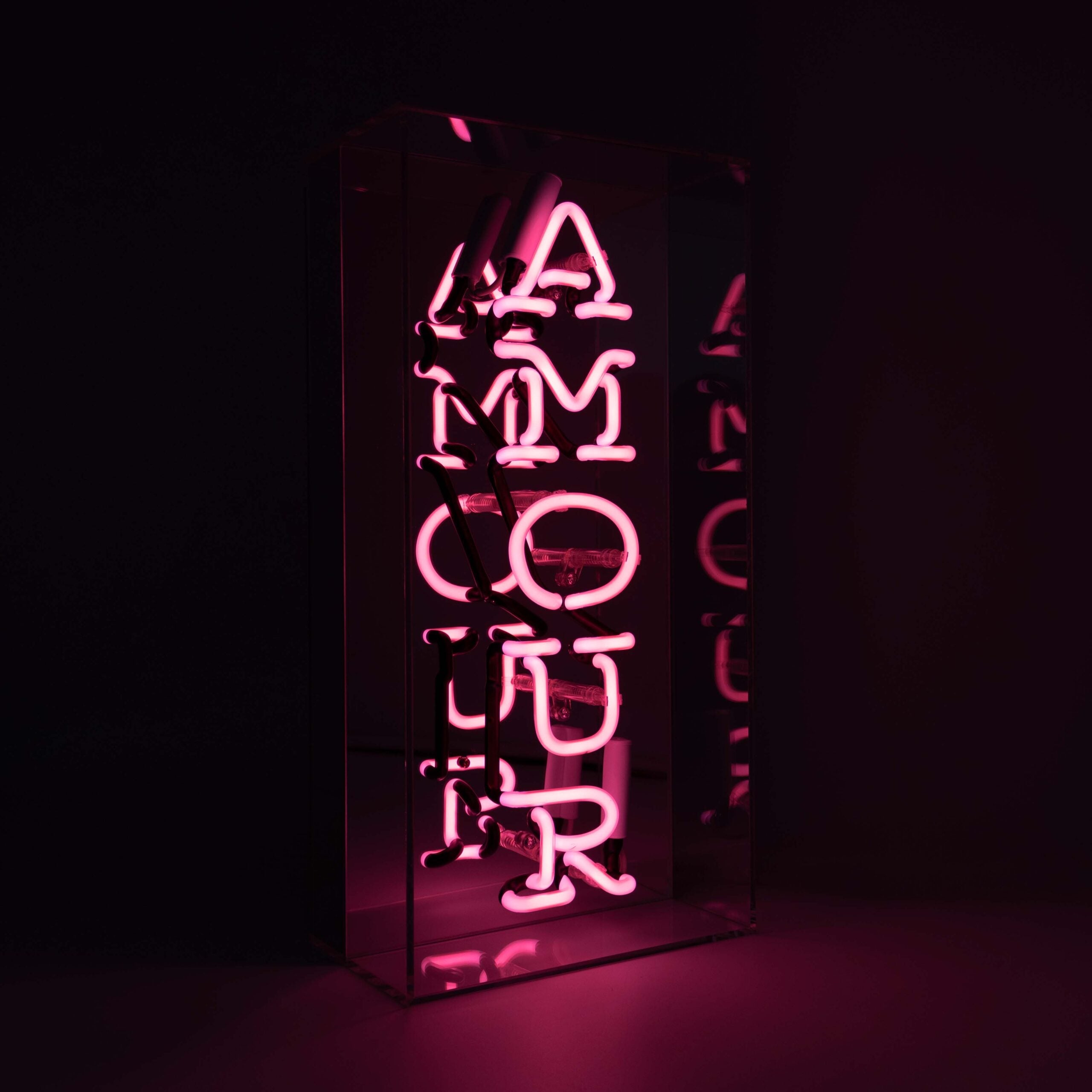 'Amour' Glass Neon Sign - Black Acrylic