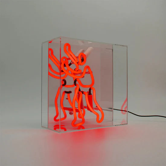 'Bookcase Man' Glass neon Sign