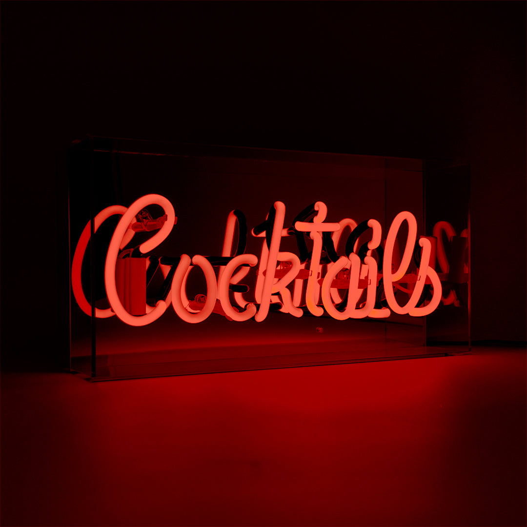 Cocktails - Glass Neon Sign - Red