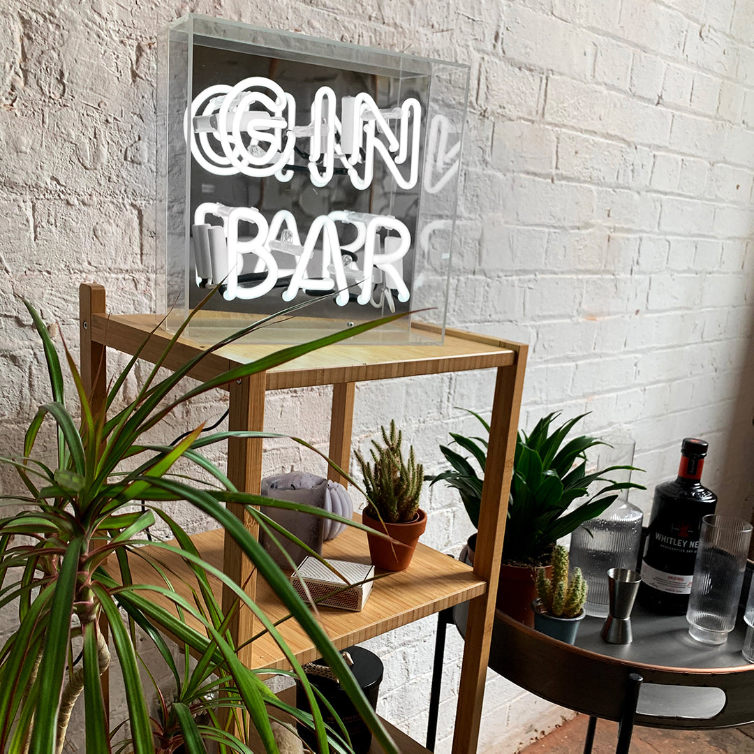 'GIN Bar' Glass Neon Sign