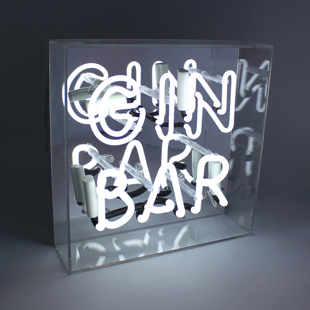 'GIN Bar' Glass Neon Sign