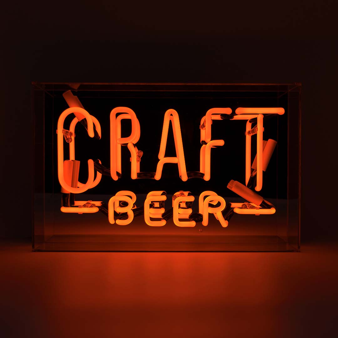 Craft Beer, Large Glass Neon Box