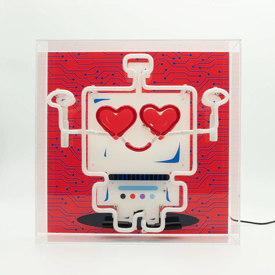 Robot Large Glass Neon Box Sign