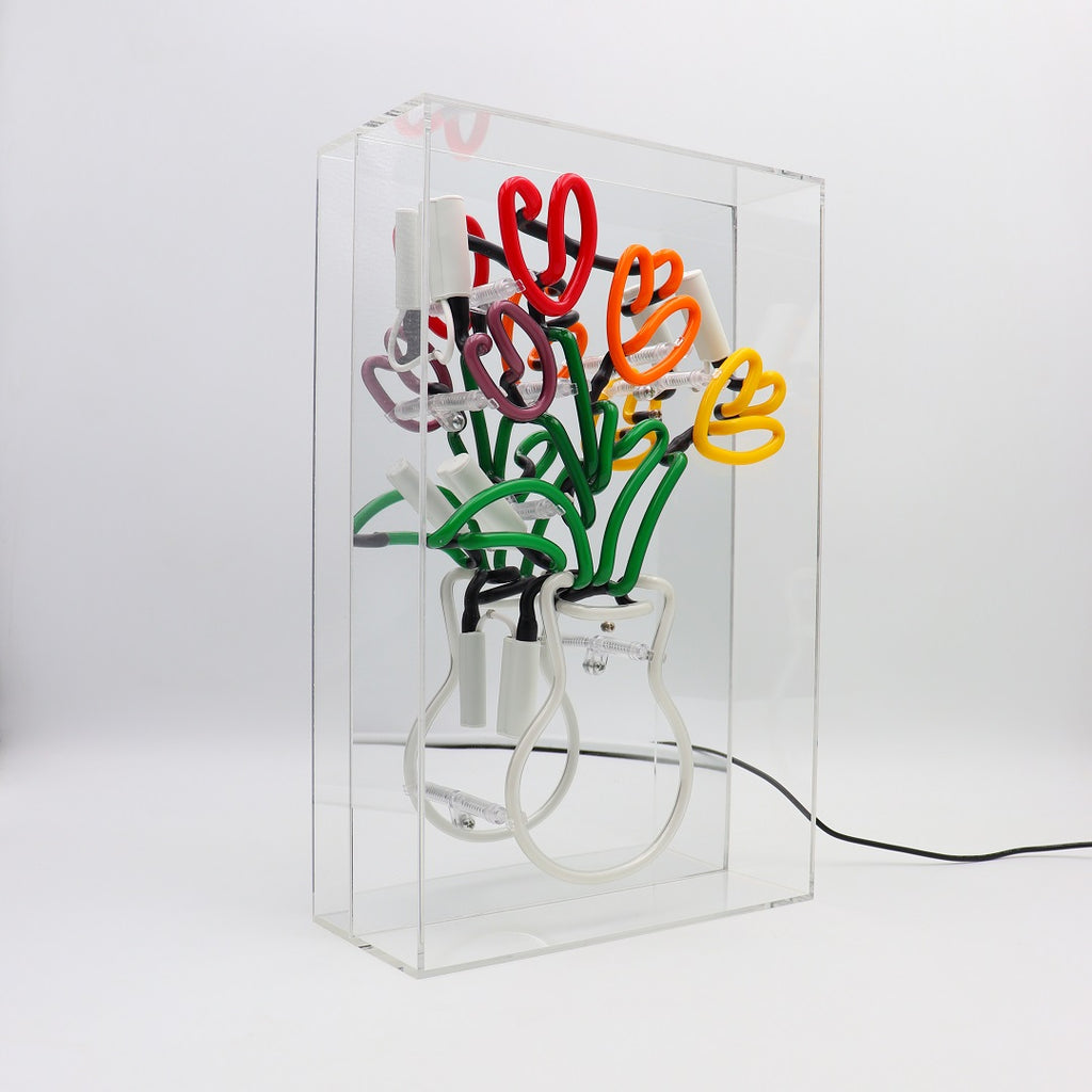 Vase of Tulips - Glass Neon Acrylic Box Sign