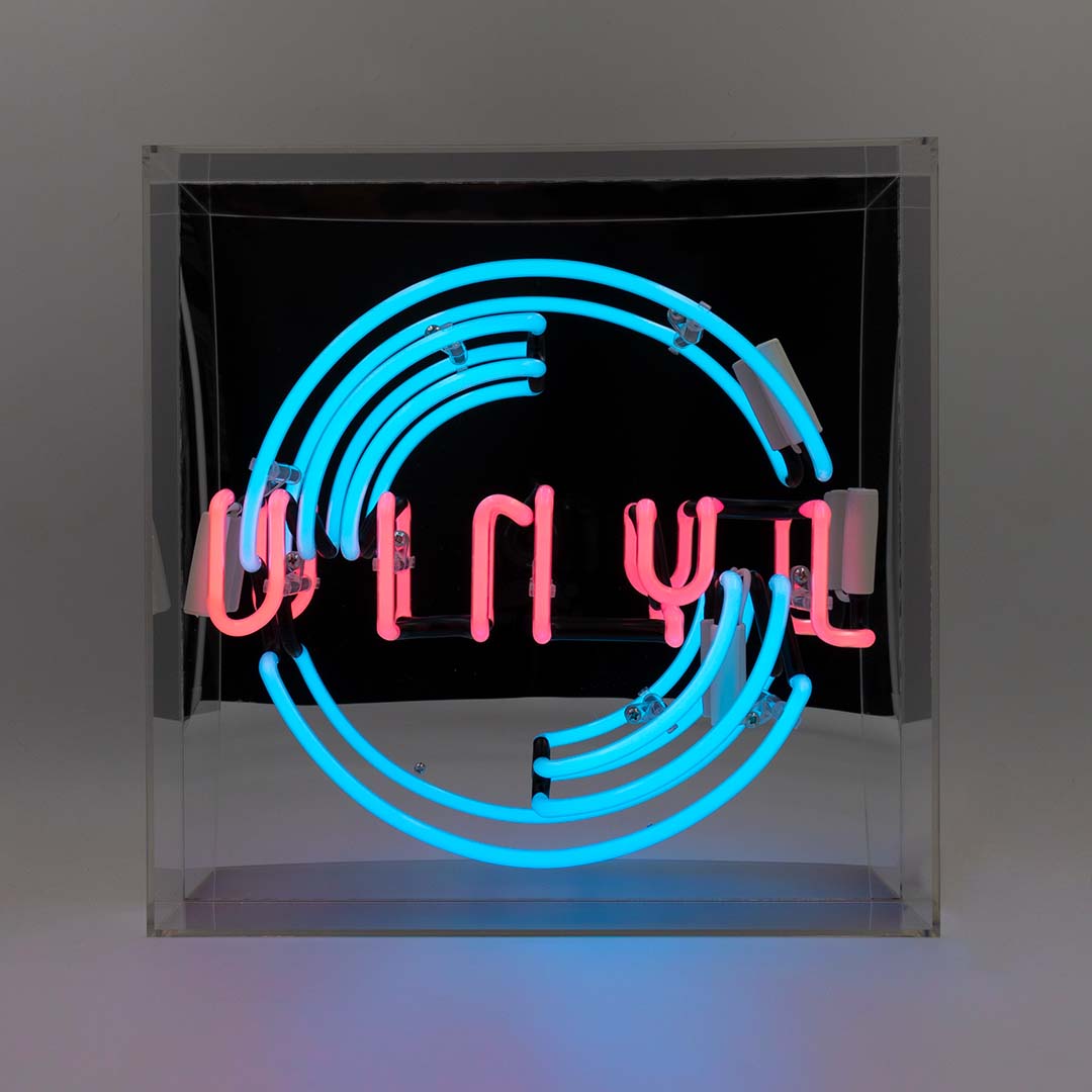 'Vinyl' Large Glass Neon Sign