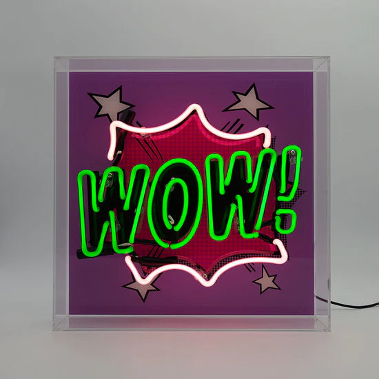 WOW Large Glass Neon Box Sign