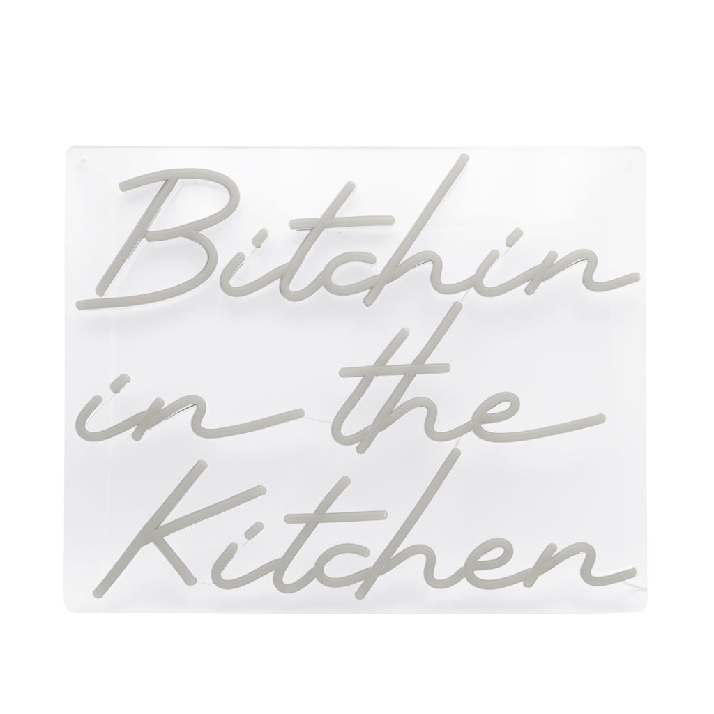 'Bitchin in the Kitchen' Orange Neon LED Wall Mounted Sign