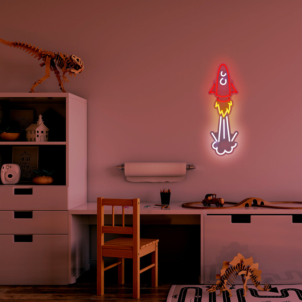 'Space Rocket' Neon LED Wall Mountable Sign