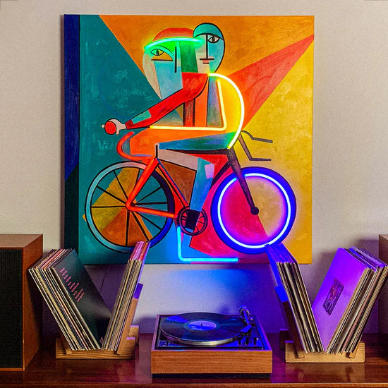 Abstract Cyclist Wall Painting LED Neon
