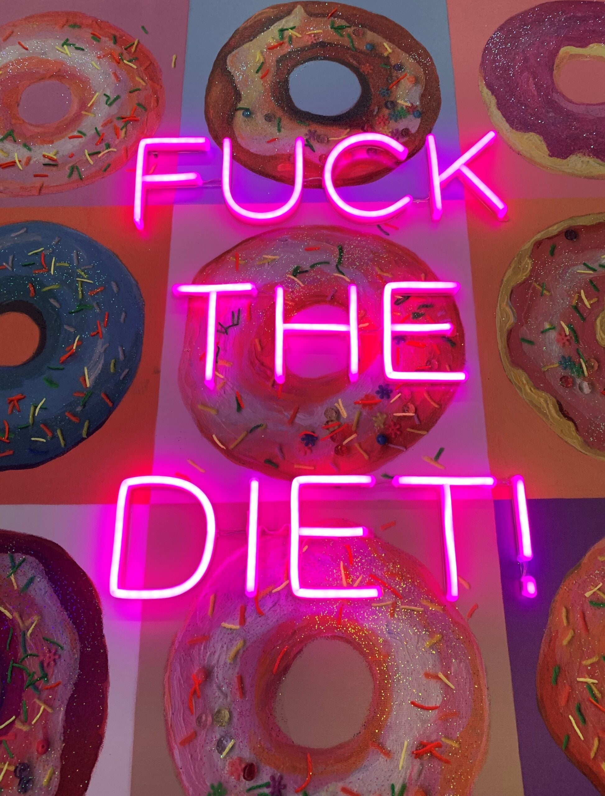 'F**K THE DIET' LED Wall Art